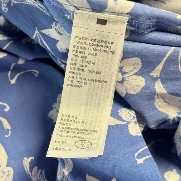 Abercrombie & Fitch Floral Blue White Cut Out One Shoulder Maxi Dress XXLP NEW - Picture 7 of 10